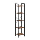 Nyx 61 Inch Bookshelf, 5 Tier Storage Shelves, Black Steel, Brown Wood By Casagear Home