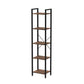 Nyx 61 Inch Bookshelf, 5 Tier Storage Shelves, Black Steel, Brown Wood By Casagear Home