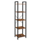 Nyx 61 Inch Bookshelf, 5 Tier Storage Shelves, Black Steel, Brown Wood By Casagear Home