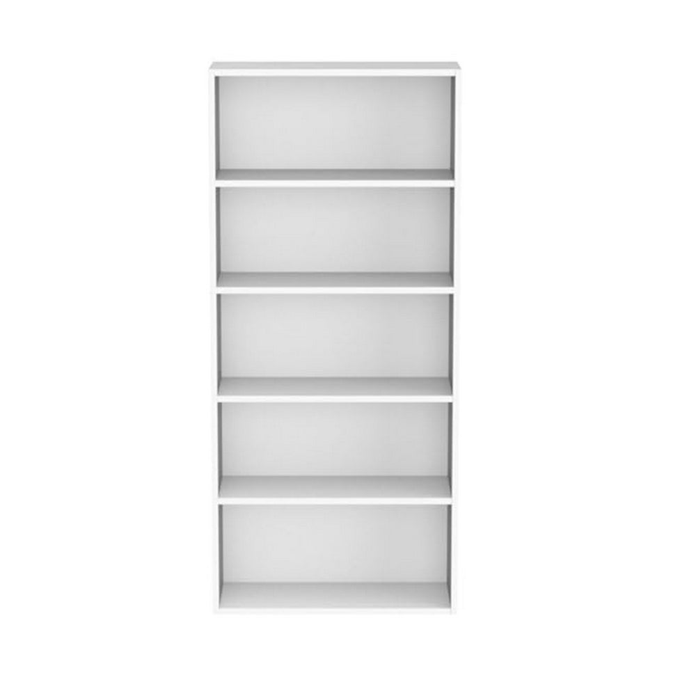 Myx 57 Inch Modern Bookcase, 5 Tier Storage Shelves, White Wood Finish By Casagear Home