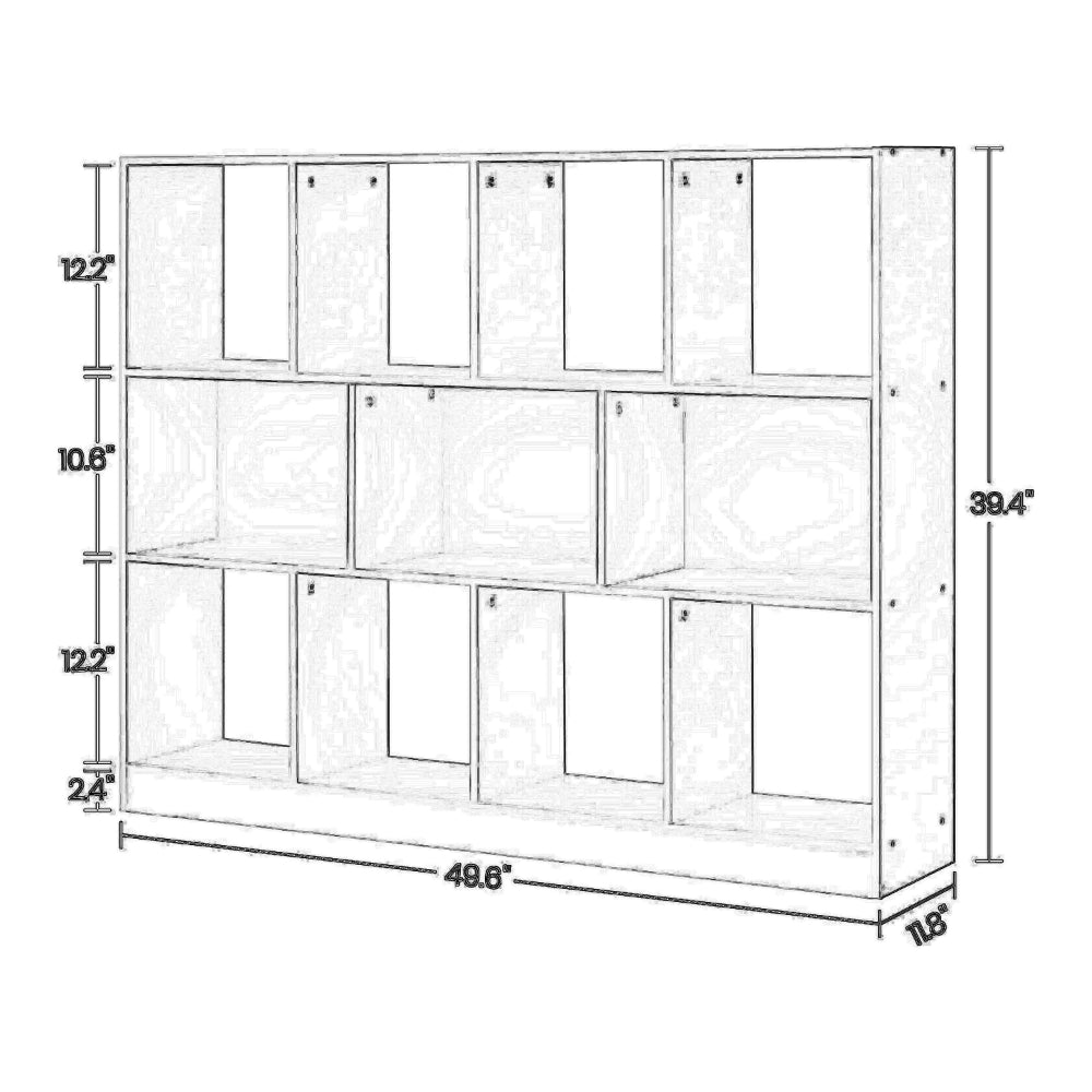 50 Inch Modern Bookcase with Cube Storage Cubby Shelves, White Wood By Casagear Home