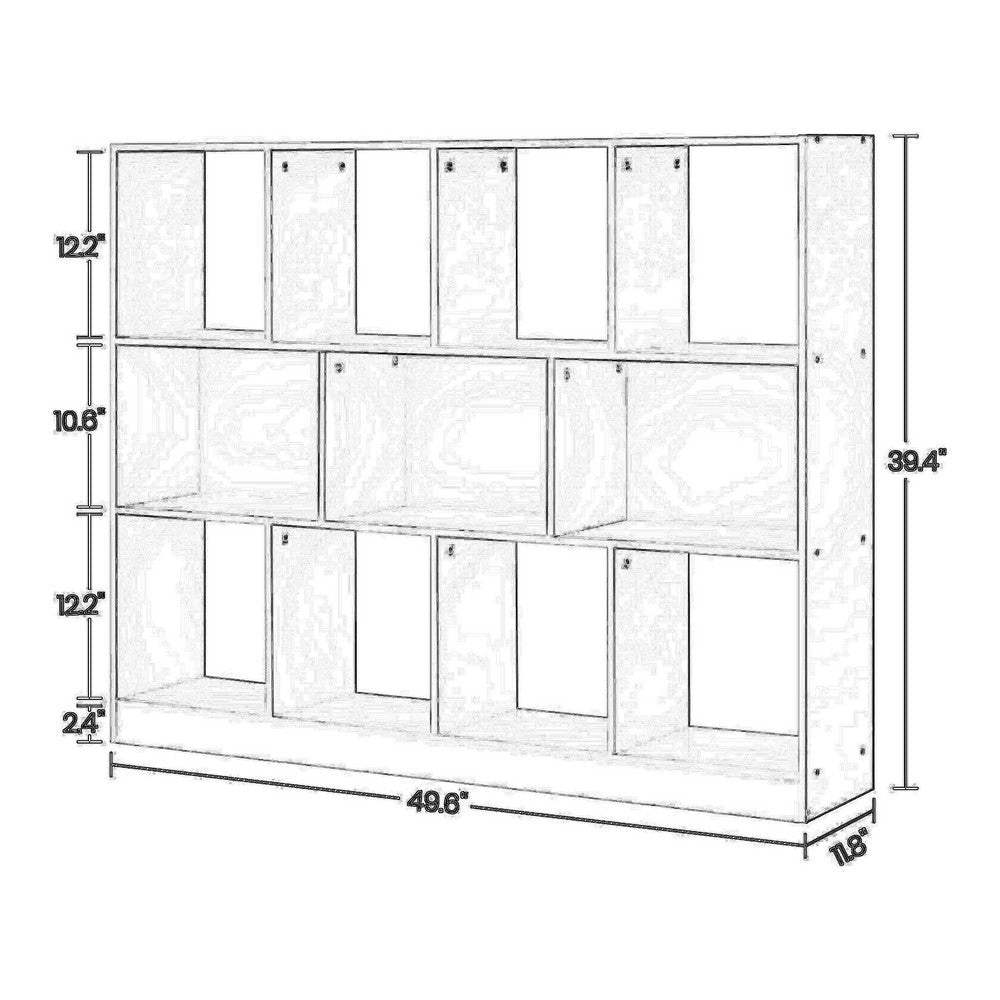 50 Inch Modern Bookcase with Cube Storage Cubby Shelves White Wood By Casagear Home BM316216