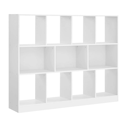 50 Inch Modern Bookcase with Cube Storage Cubby Shelves, White Wood By Casagear Home