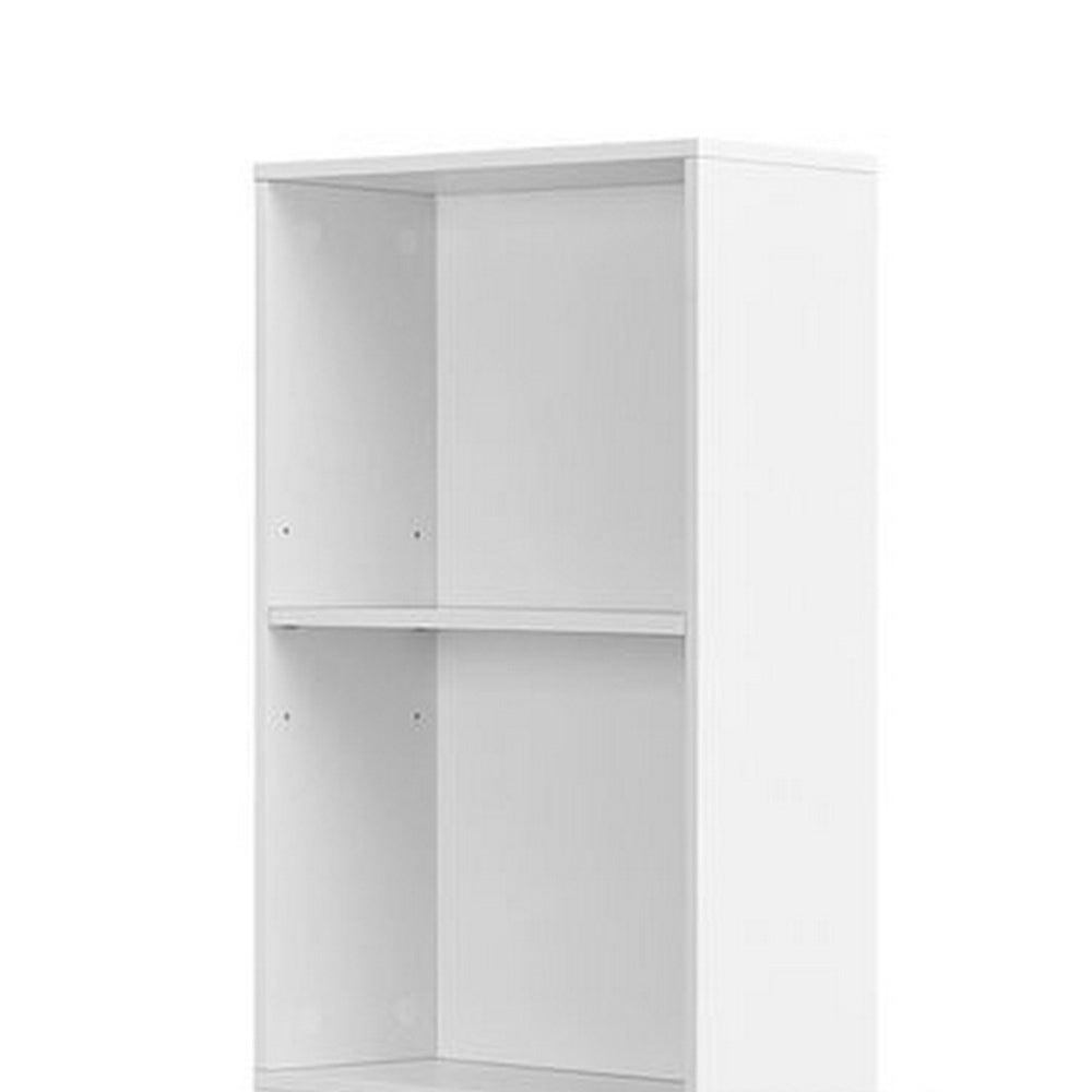 53 Inch Slim Bathroom Linen Cabinet, Open Shelves, Storage Drawers, White By Casagear Home