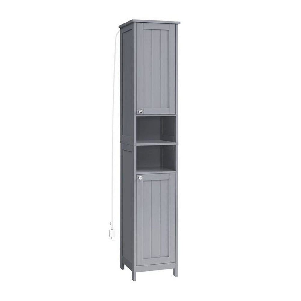 67 Inch Bathroom Linen Cabinet, Open Shelves, Storage Door Racks, White By Casagear Home