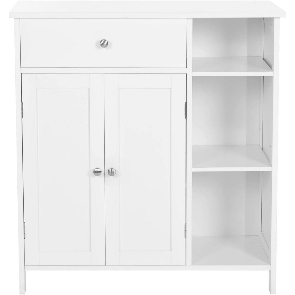 31 Inch Bathroom Linen or Kitchen Cabinet, Open Shelves Storage, White By Casagear Home