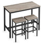 Gyn 3 Piece Counter Table Set with 2 Stools, Greige Seats, Black Steel By Casagear Home