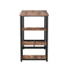 43 Inch Bar Table with 3 Shelves, Rectangular Brown Wood Top, Black Steel  By Casagear Home