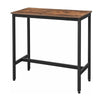 Gyn 39 Inch Counter Height Side Table, Brown Rectangular Wood, Black Steel By Casagear Home