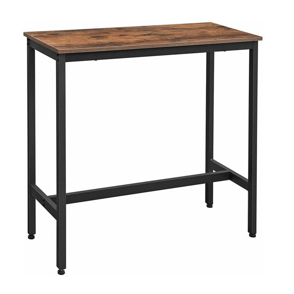 Gyn 39 Inch Counter Height Side Table, Brown Rectangular Wood, Black Steel By Casagear Home