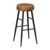 Laxy 30 Inch Barstool Set of 2 Brown Faux Leather Round Padded Seat Black By Casagear Home BM316227