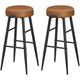 Laxy 30 Inch Barstool Set of 2 Brown Faux Leather Round Padded Seat Black By Casagear Home BM316227