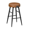 Laxy 25 Inch Counter Stool Set of 2 Brown Faux Leather Round Seat Black By Casagear Home BM316228