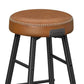 Laxy 25 Inch Counter Stool Set of 2 Brown Faux Leather Round Seat Black By Casagear Home BM316228