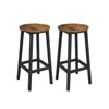 26 Inch Counter Height Stool Set of 2 Brown Round Seat Black Steel Frame By Casagear Home BM316230