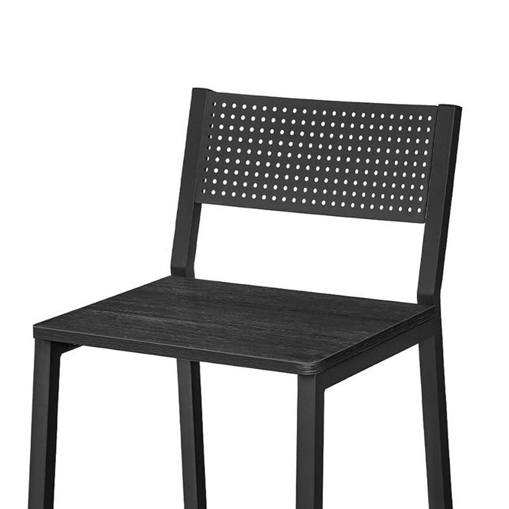 Mexy 25 Inch Counter Stool Chair Set of 2 Panel Back Square Seat Black By Casagear Home BM316231