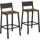 Mexy 29 Inch Barstool Chair Set of 2 Sleek Black Metal Frame Brown Wood By Casagear Home BM316232