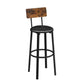 30 Inch Barstool Chair Set of 2 Brown Wood Panel Back Round Black Steel By Casagear Home BM316233