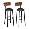 30 Inch Barstool Chair Set of 2 Brown Wood Panel Back Round Black Steel By Casagear Home BM316233