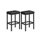 24 Inch Counter Stool Set of 2 Black Faux Leather Square Padded Steel By Casagear Home BM316234