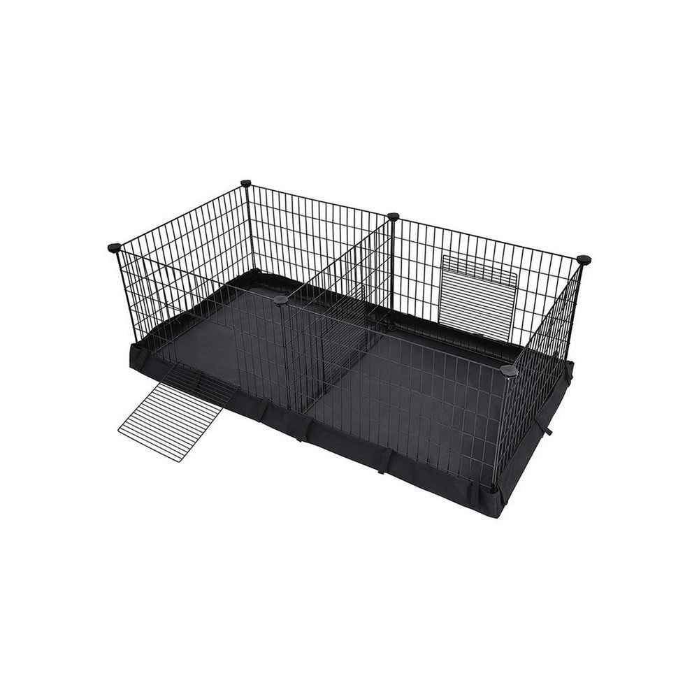 Havi 48 Inch Small Pet Cube Playpen 2 Separate Spaces Metal Frame Black By Casagear Home BM316241