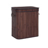 25 Inch Laundry Basket, Curved Lid, Removable Bag, Handle, Brown Finish By Casagear Home