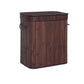 25 Inch Laundry Basket, Curved Lid, Removable Bag, Handle, Brown Finish By Casagear Home