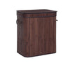 25 Inch Laundry Basket Curved Lid Removable Bag Handle Brown Finish By Casagear Home BM316246