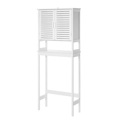 Fali 68 Inch Over Toilet Cabinet Stand, Slatted Double Doors, White By Casagear Home