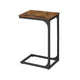 24 Inch End Table C Shaped Metal Frame Square Wood Top Black Finish By Casagear Home BM316251