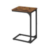 24 Inch End Table, C Shaped Metal Frame, Square Wood Top, Black Finish By Casagear Home