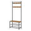 69 Inch Clothing Rack 3 Shelves 9 Hooks Square Seat Black Metal Brown By Casagear Home BM316254