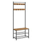 69 Inch Clothing Rack 3 Shelves 9 Hooks Square Seat Black Metal Brown By Casagear Home BM316254