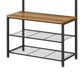 69 Inch Clothing Rack 3 Shelves 9 Hooks Square Seat Black Metal Brown By Casagear Home BM316254