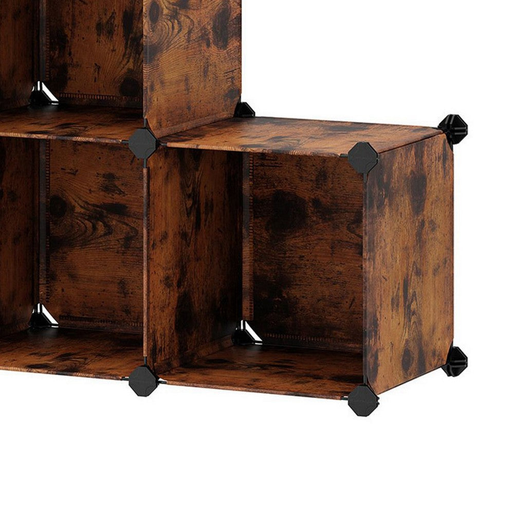 Coki 38 Inch Storage Organizer 6 Cube Cubbie Shelves Black Brown Finish By Casagear Home BM316257