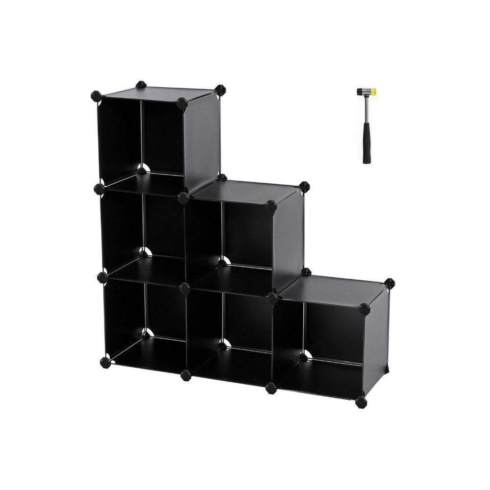 Coki 38 Inch Storage Closet Organizer, 6 Cube Cubbie Shelves, Black Finish By Casagear Home