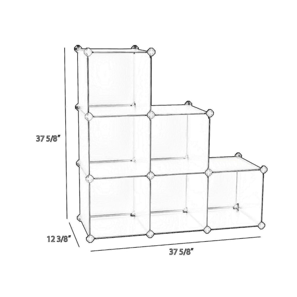 Coki 38 Inch Storage Closet Organizer, 6 Cube Cubbie Shelves, Black Finish By Casagear Home