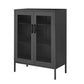 Dobi 41 Inch Storage Buffet Cabinet, Double Doors, 2 Handles, Charcoal Gray By Casagear Home