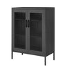 Dobi 41 Inch Storage Buffet Cabinet, Double Doors, 2 Handles, Charcoal Gray By Casagear Home