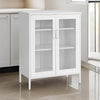 Dobi 41 Inch Storage Buffet Cabinet, Double Doors, 2 Handles, White Steel By Casagear Home