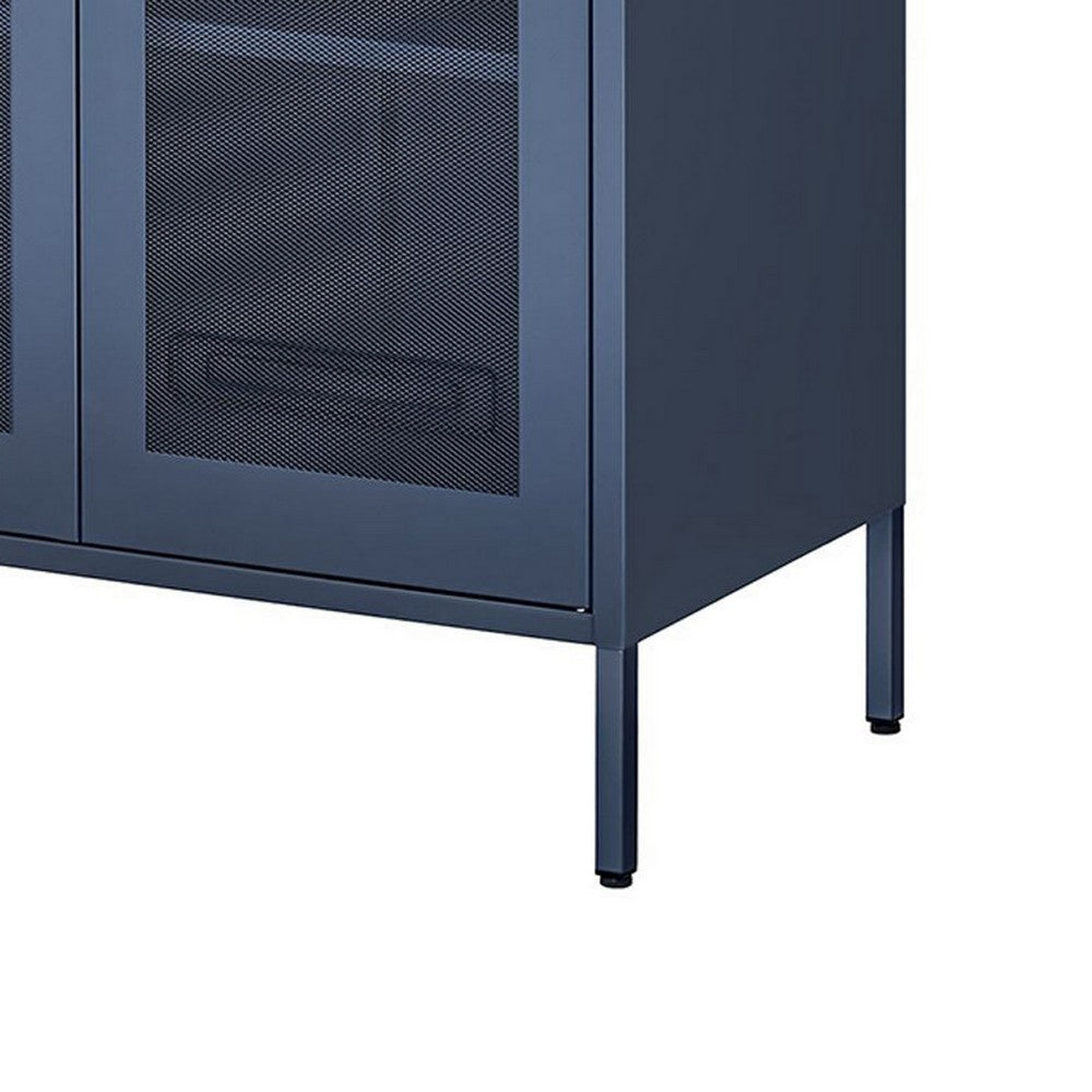 Dobi 41 Inch Storage Buffet Cabinet Double Doors 2 Handles Blue Steel By Casagear Home BM316261