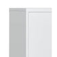 Tira 35 Inch Storage Cabinet with Lock, Shelves, Cutout Handle, Gray Metal By Casagear Home