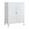 Tira 35 Inch Storage Cabinet with Lock Shelves Cutout Handle Gray Metal By Casagear Home BM316263