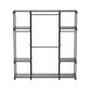 Iko 65 Inch Wardrobe Rack, 4 Hanging Sections, 3 Shelves, Black Metal By Casagear Home