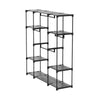 Iko 65 Inch Wardrobe Rack, 4 Hanging Sections, 3 Shelves, Black Metal By Casagear Home