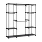 Iko 65 Inch Wardrobe Rack, 4 Hanging Sections, 3 Shelves, Black Metal By Casagear Home