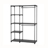 Iko 65 Inch Foldable Wardrobe Rack 2 Hanging Areas 4 Shelves Black Metal By Casagear Home BM316266