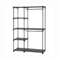 Iko 65 Inch Foldable Wardrobe Rack, 2 Hanging Areas, 4 Shelves, Black Metal By Casagear Home