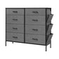 Savi 42 Inch Small Space Dresser, 8 Fabric Drawers with Side Pockets, Gray By Casagear Home