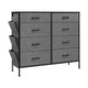 Savi 42 Inch Small Space Dresser 8 Fabric Drawers with Side Pockets Gray By Casagear Home BM316267